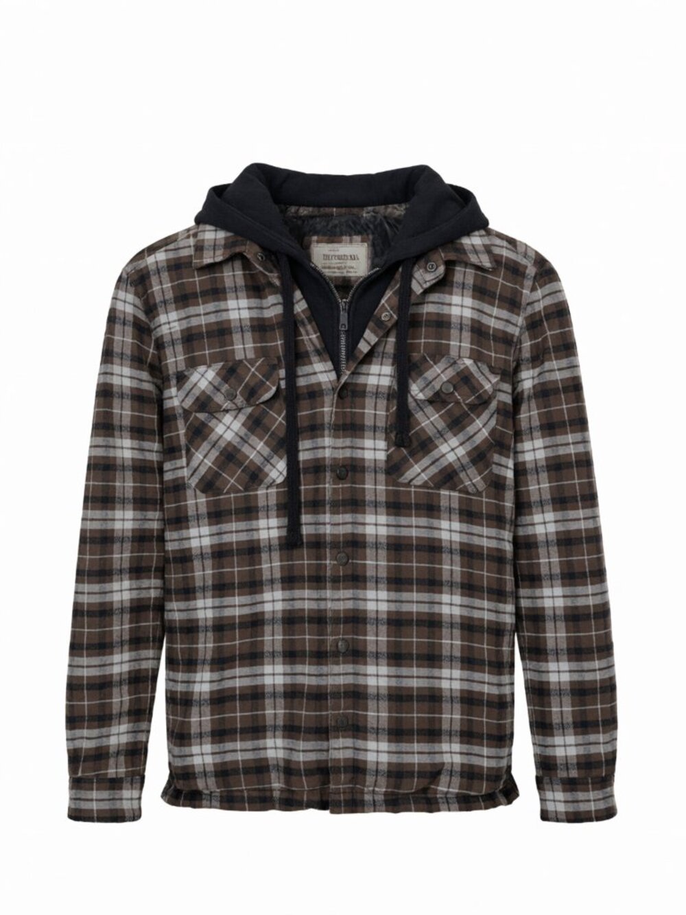 Berkley Jensen Men's Plaid Flannel Shirt Jacket M Brown Cotton Blend